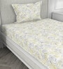 Yellow Floral 200 TC 100% Cotton Single Bedsheet With 1 Pillow Cover Solana Collection