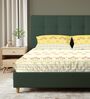 Yellow Floral 200 TC Cotton King Sized Fitted Bedsheet with 2 Pillow Covers