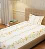 Yellow Floral 200 TC Cotton Single Bedsheet with 1 Pillow Cover