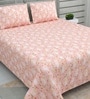 Pink Floral 220 Tc Cotton Super King Bedsheet With 2 Pillow Covers