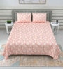Pink Floral 220 Tc Cotton Super King Bedsheet With 2 Pillow Covers