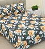 Blue Floral 220 Tc Cotton Super King Bedsheet With 2 Pillow Covers