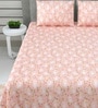 Pink Floral 220 Tc Cotton Super King Bedsheet With 2 Pillow Covers