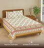Yellow Floral 240 TC Cotton King Sized Bedsheet with 2 Pillow Covers