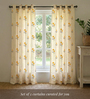 Yellow Cotton Floral 7 Ft Eyelet Door Curtains (Set Of 2)