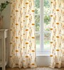 Yellow Cotton Floral 7 Ft Eyelet Door Curtains (Set Of 2)