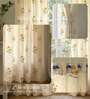 Yellow Cotton Floral 7 Ft Eyelet Door Curtains (Set Of 2)