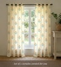 Yellow Cotton Floral 7 Ft Eyelet Door Curtains (Set Of 2)