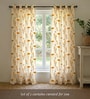 Yellow Cotton Floral 8 Ft Eyelet Door Curtains (Set Of 2)