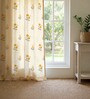 Yellow Cotton Floral 8 Ft Eyelet Door Curtains (Set Of 2)