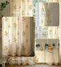 Yellow Cotton Floral 8 Ft Eyelet Door Curtains (Set Of 2)