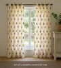 Yellow Cotton Floral 5 Ft Eyelet Window Curtains (Set Of 2)