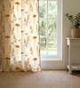 Yellow Cotton Floral 5 Ft Eyelet Window Curtains (Set Of 2)