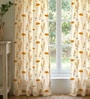Yellow Cotton Floral 5 Ft Eyelet Window Curtains (Set Of 2)