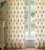 Yellow Cotton Floral 5 Ft Eyelet Window Curtains (Set Of 2)