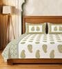 Yellow Floral 300 TC Cotton King Sized Bedsheet with 2 Pillow Covers