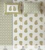 Yellow Floral 300 TC Cotton King Sized Fitted Bedsheet with 2 Pillow Covers