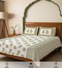 Yellow Floral 300 TC Cotton King Sized Fitted Bedsheet with 2 Pillow Covers