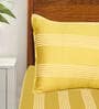 Yellow Striped 300 TC Cotton Queen Bedsheet with 2 Pillow Covers