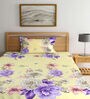 Yellow Floral 300 TC Cotton Single Bedsheet with 1 Pillow Cover