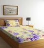 Yellow Floral 300 TC Cotton Single Bedsheet with 1 Pillow Cover
