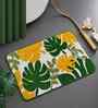 Yellow Floral Microfibre 24X16 Inches Anti-Skid Bath Mat