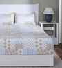Yellow Floral Print 144 TC Cotton Double Bed Fitted Sheet with 2 Pillow Case Sensory Bloom Collection