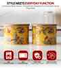 Yellow Floral Printed Metal Airtight Containers Set Of 2
