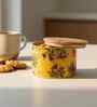 Yellow Floral Printed Metal Airtight Containers Set Of 2