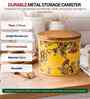 Yellow Floral Printed Metal Airtight Containers Set Of 2