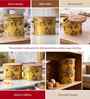 Yellow Floral Printed Metal Airtight Containers Set Of 2