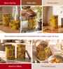 Yellow Floral Printed Metal Airtight Containers With Wooden Lids Set Of 3