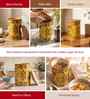 Yellow Floral Printed Metal Airtight Storage Container With Wooden Lid