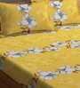 Yellow Floral 210 TC Poly Cotton King Sized Bed Sheets with 2 Pillow Covers