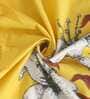 Yellow Floral 210 TC Poly Cotton King Sized Bed Sheets with 2 Pillow Covers
