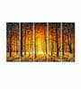 Yellow Forest Yellow Canvas Framed Landscape Art Panel Set of 5