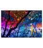 Dark City In Blue Canvas Framed Art Print (33 x 21 Inches)