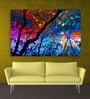 Dark City In Blue Canvas Framed Art Print (33 x 21 Inches)