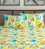 Yellow Geometric 144 TC Cotton Double Bedsheet with 2 Pillow Covers