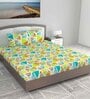 Yellow Geometric 144 TC Cotton King Size Bedsheet With 2 Pillow Covers