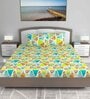 Yellow Geometric 144 TC Cotton King Size Bedsheet With 2 Pillow Covers