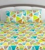 Yellow Geometric 144 TC Cotton King Size Bedsheet With 2 Pillow Covers