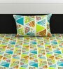 Yellow Geometric 144 TC Cotton Single Bedsheet with Pillow Cover
