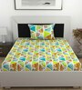 Yellow Geometric 144 TC Cotton Single Bedsheet with Pillow Cover