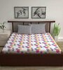 Multicolor Geometric 144 TC Cotton Queen Sized Bed Sheets with 2 Pillow Covers