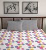 Multicolor Geometric 144 TC Cotton Queen Sized Bed Sheets with 2 Pillow Covers