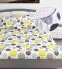 Yellow Geometric 144 TC Cotton King Fitted Bedsheet with 2 Pillow Covers