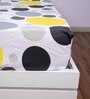 Yellow Geometric 144 TC Cotton King Fitted Bedsheet with 2 Pillow Covers