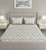 Yellow Abstract 144 TC Cotton Queen Sized Bed Sheets with 2 Pillow Covers