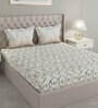 Yellow Abstract 144 TC Cotton Queen Sized Bed Sheets with 2 Pillow Covers